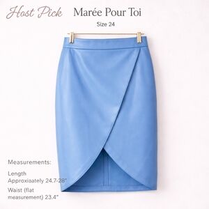 Marée Pour Toi Vegan Leather Faux Wrap Skirt Size 24 NWT